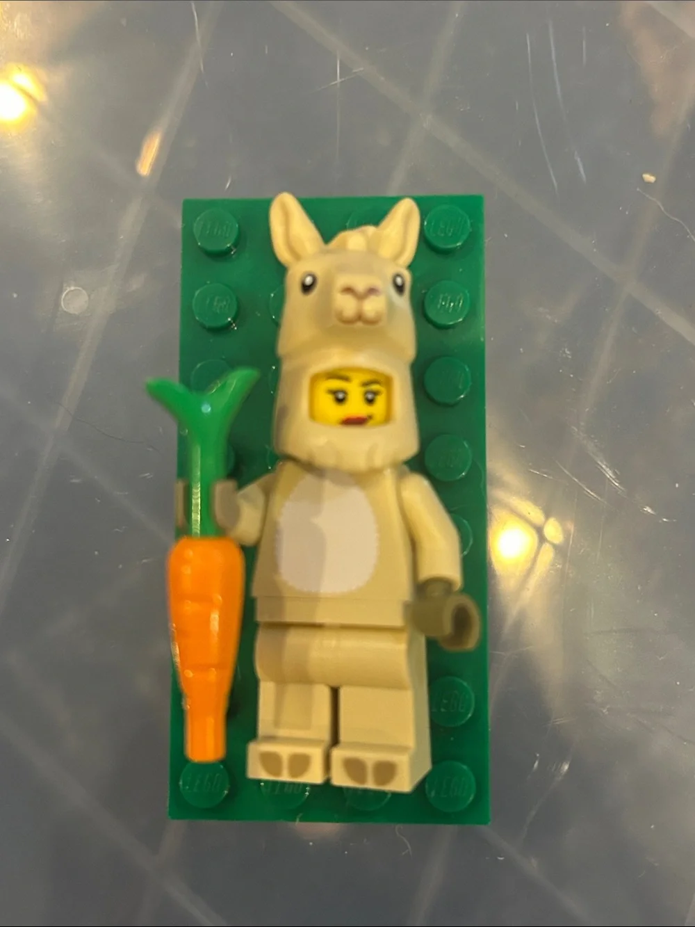 Llama costume girl minifigure w carrot!